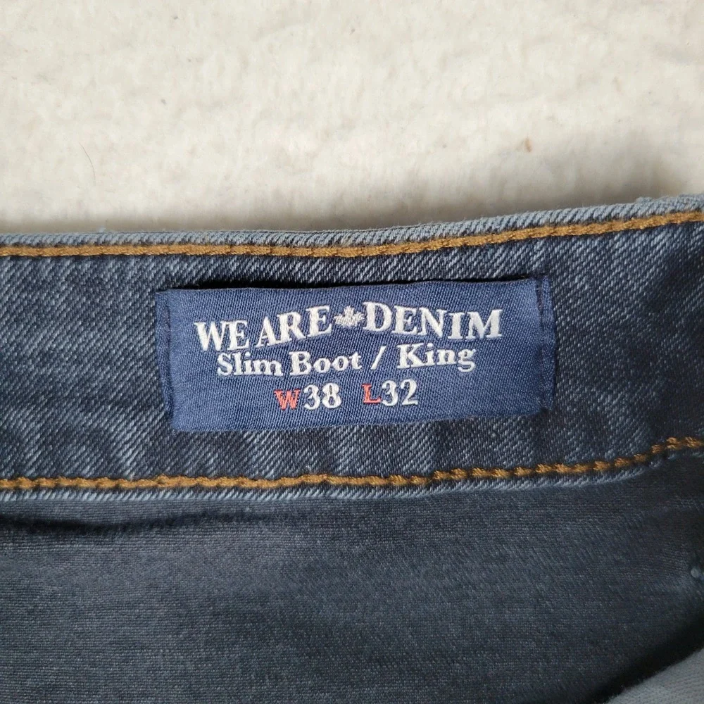 Buffalo David Bitton Jeans Mens 38x32 Blue King Slim Bootcut Dark Wash Stretch